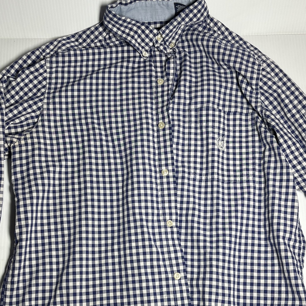 Chaps Blue and White Checkered Button Down Shirt